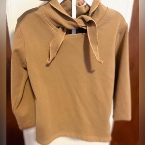 Toffee neck tie blouse